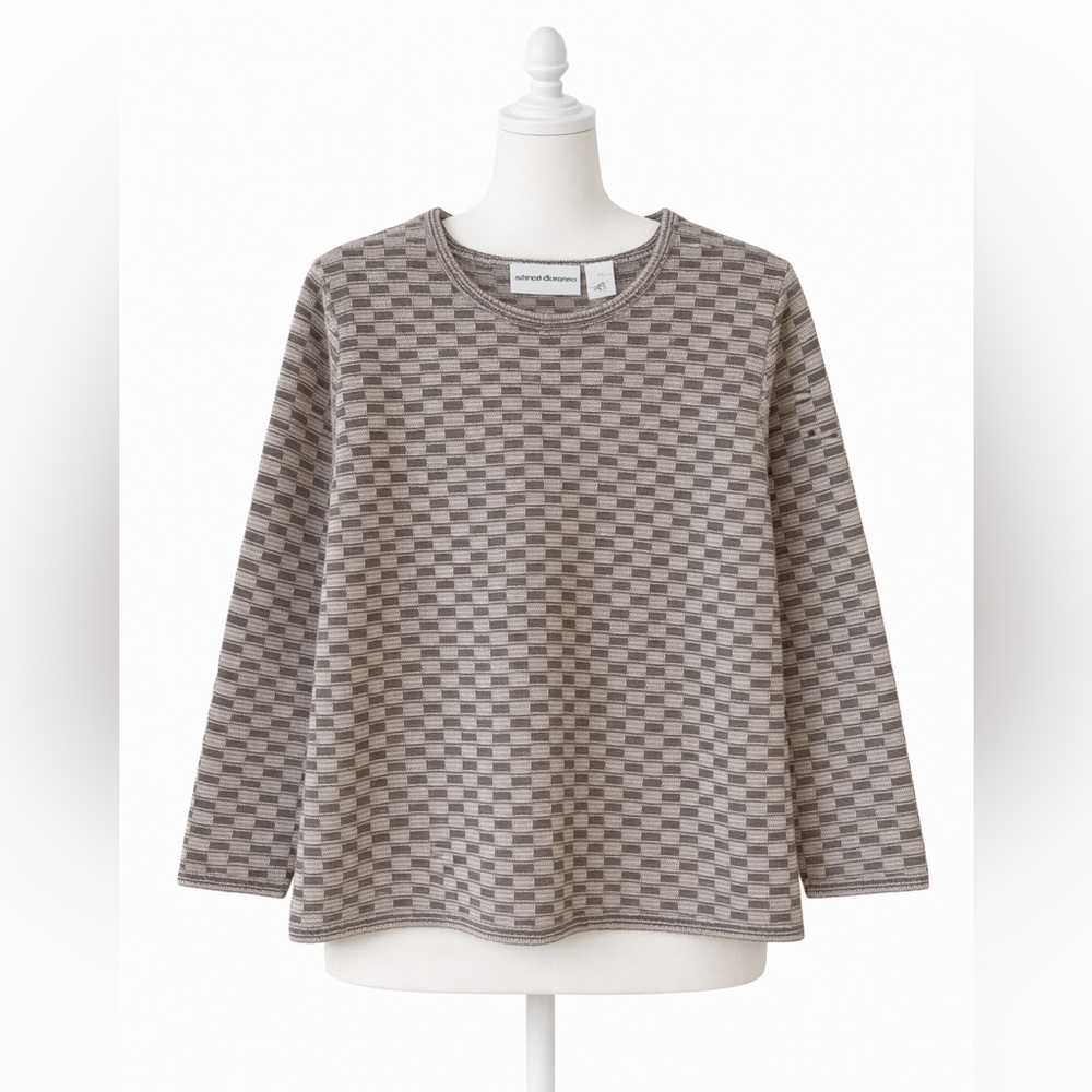 Alfred Dunner Brown Checkered Tunic Top